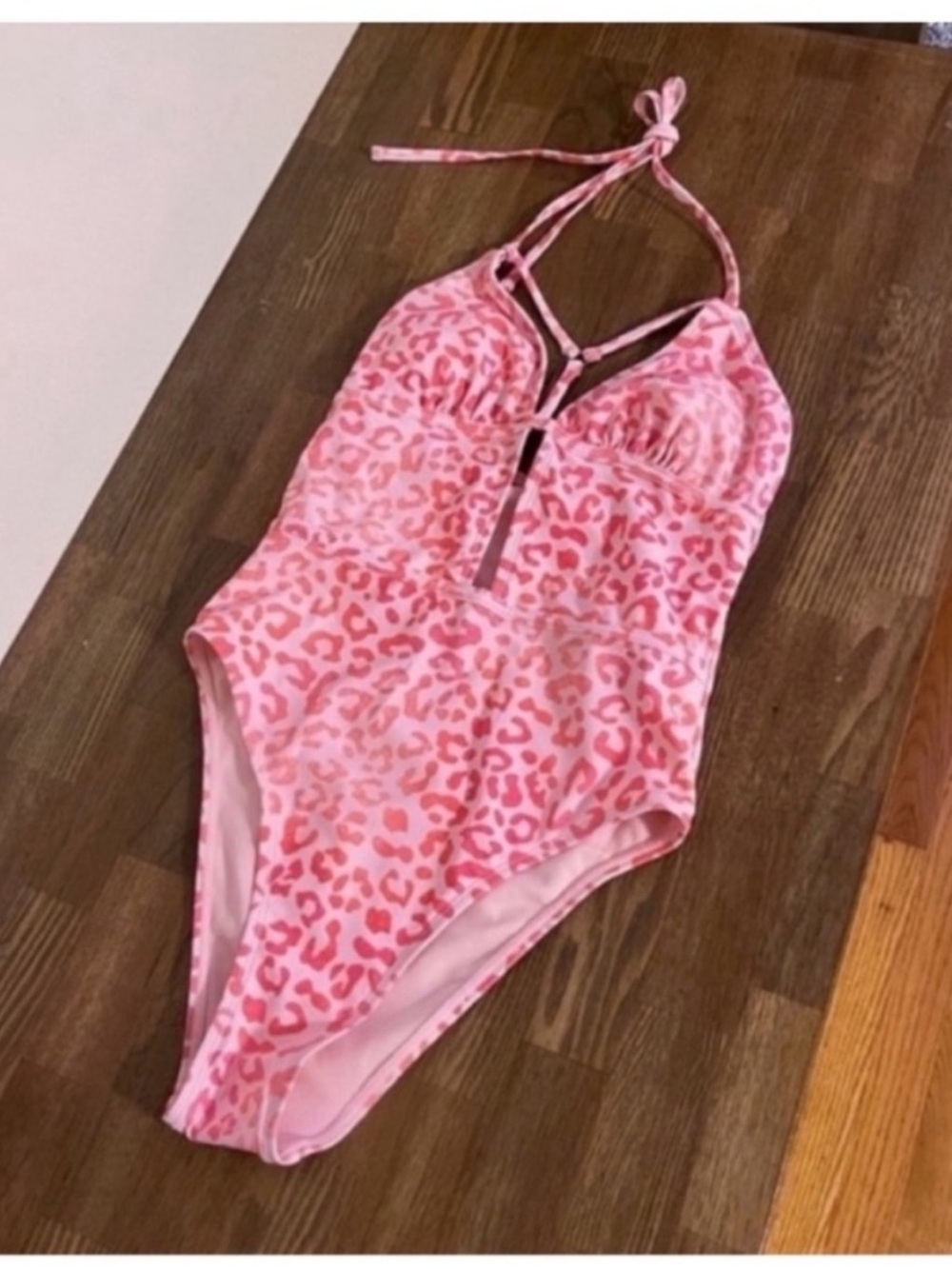 CUPSHE Sweet Leopard Cutout Strappy Plunging One Piece Swimsuit Bathing Suit NWT
